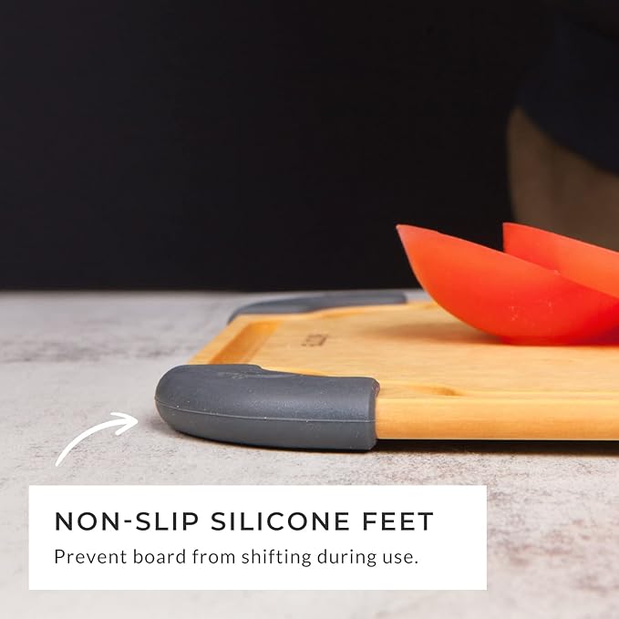 Elihome Essential Series Cutitng Board for Kitchen- Natural Wood Fiber Composite, Dishwasher Safe, Eco-Friendly, Juice Grooves, Non-slip Feet, Non-Porous, Reversible, BPA Free, Medium - 12" x 8"