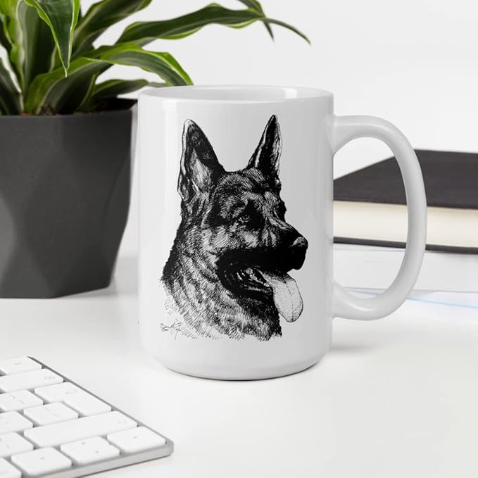 German Shepherd 15oz Ceramic White glossy mug 2