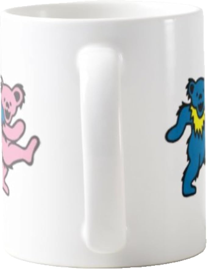 Dead Head Dancing Bears 11 Oz Ceramic Coffee Mug Grateful Gift for Friend Relative or Co-Worker Hot Chocolate Tea Cup for Right or Left Handed Drinkers