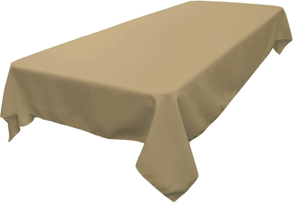 LA Linen Polyester Poplin Washable Rectangular Tablecloth, Stain and Wrinkle Resistant Table Cover 60x90, Fabric Table Cloth for Dinning, Kitchen, Party, Holiday 60 by 90-Inch, Taupe