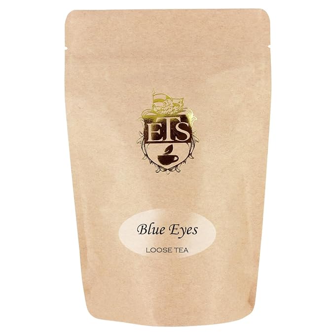 English Tea Store Blue Eyes Herbal Tea Pouches - 4oz | Loose Leaf Fruit Tea Blend with Caramel Cornflower Petals | Refreshing Caffeine Free Summer Cooler or Winter Reminder