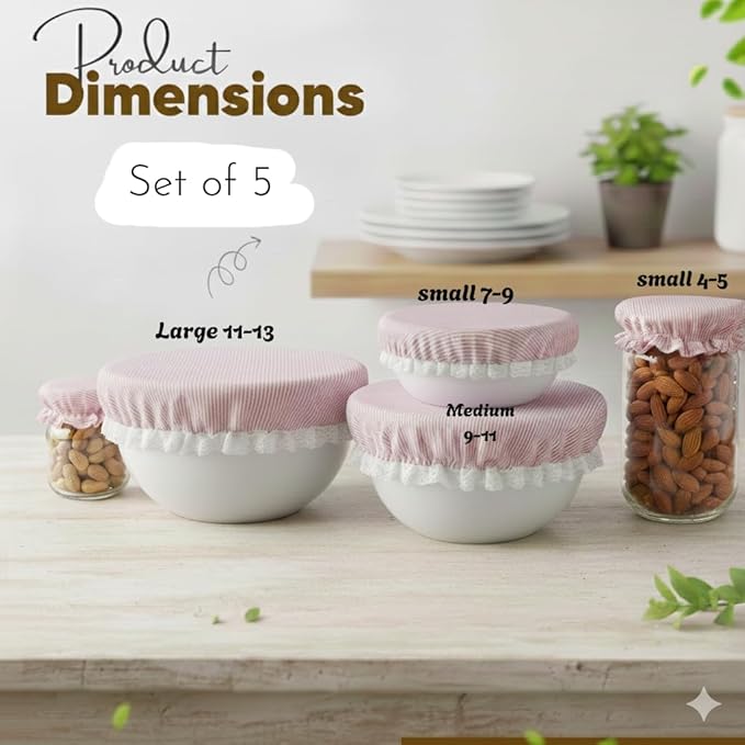 XIO&MIA Reusable Bowl Covers 5 Sizes – Stretch Fabric Bread Proofing Covers for Sourdough Fermentation & Food Storage – Eco-Friendly Kitchen Gift for Bakers, Christmas, Mother’s Day & Housewarming