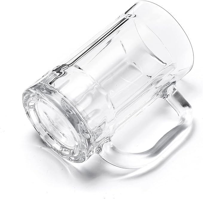 2 Pack Heavy Beer Mugs, Large Beer Glasses with Handle, 14 Ounce Glass Steins, Classic Beer Mug glasses Set