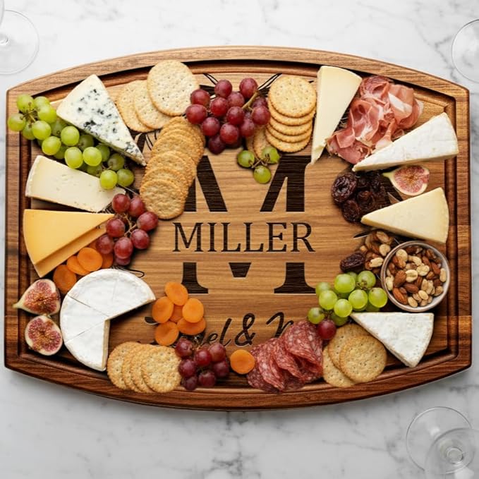 Personalized Wedding Gifts for Couples 2026, Custom Walnut Cutting Board for Kitchen, Personalized Bridal Shower, Best Wedding Registry and Engagment Gift