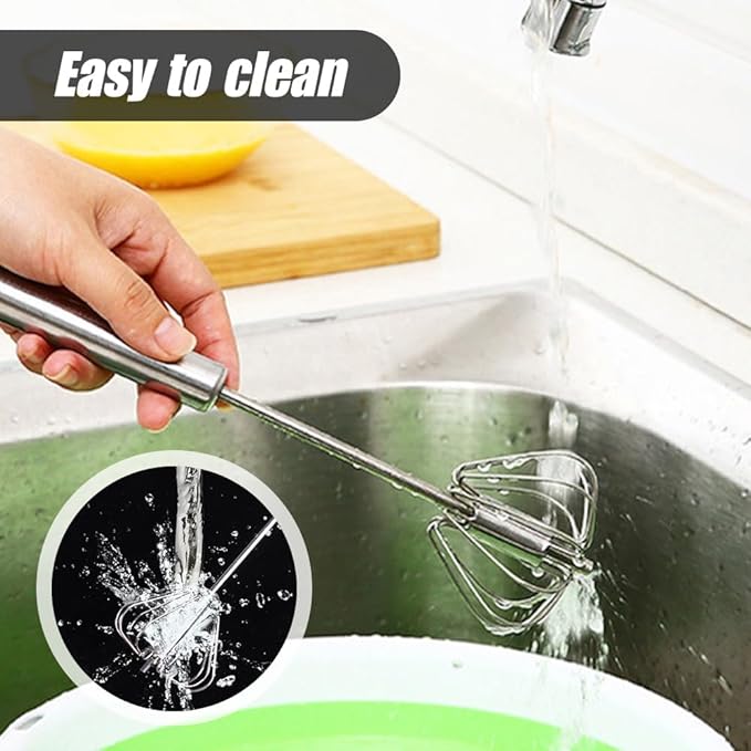 Stainless Steel Egg Whisk,2025 Upgrade Hand Push Whisk Blender with Egg Shell Opener, Versatile Milk Frother, Hand Push Mixer Stirrer for Blending, Beating & Stirring (1, Silver 14 inches)