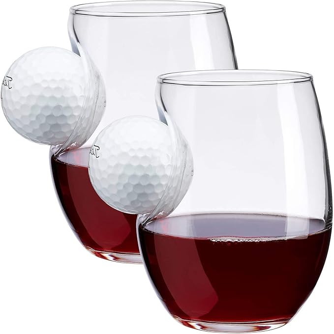 BenShot Golf Ball Wine Glass - 15oz | Made in the USA [Set of 2]