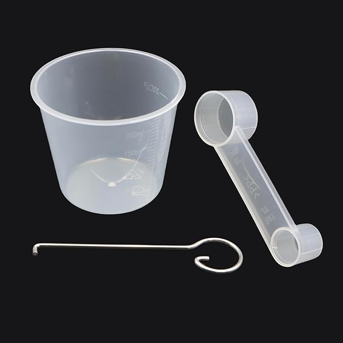 Bread Maker Machine Spare Parts – BPA-Free PP Measuring Cup with Paddle Removal Hook & Measuring Spoon for Precise Baking (200ml, Translucent)
