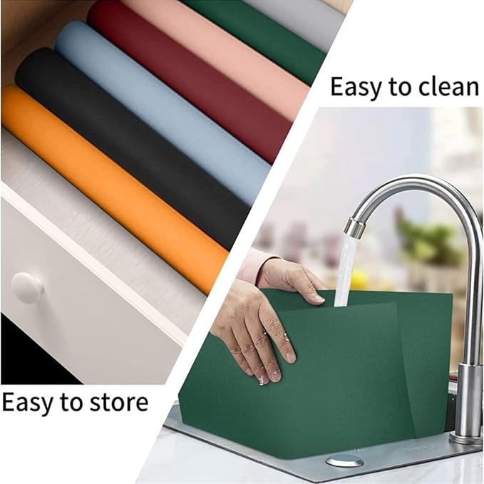 Faux Leather Placemats Set of 1/4/6 Place Mat Heat Indoor Dining Table Mat Easy to Clean Non-Slip Kitchen Mat(YB Green,45x30cm 6pcs)