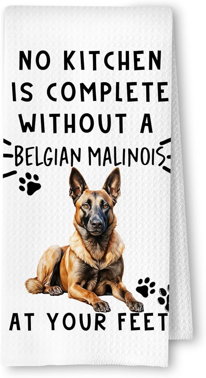 Belgian Malinois Funny Dog Kitchen Towels - Belgian Malinois Waffle Weave Hand Towels,A Kitchen is Not Complete Towel for Home Bathroom,Dog Lovers Gift,16×24 Inch