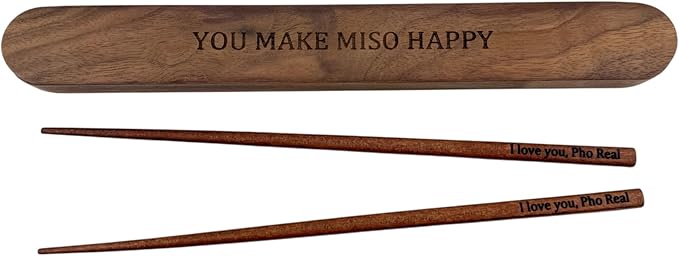 Walnut Chopsticks Reusable Engraved With Personalized Names Classic or Japanese Chinese Style Wood Dinnerware Utensils Wedding Birthday Anniversary Gift (Walnut Wood Chopsticks)