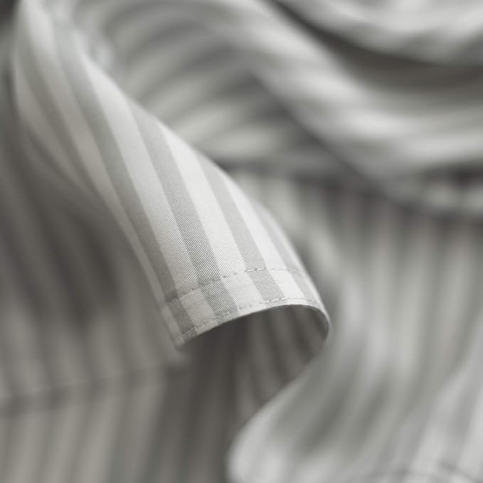 Pure Bamboo Queen Sheets, Genuine 100% Organic Viscose Derived from Bamboo Bed Sheet Set, Luxuriously Soft & Cooling, Double Stitching, 2 Year Quality Promise (Queen, Stripes)