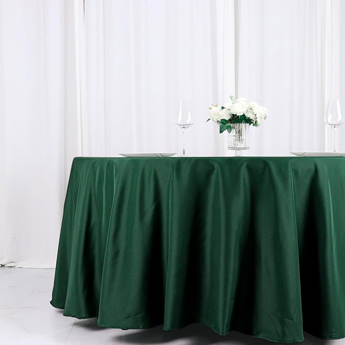 Efavormart.com Efavormart 120'' Hunter Emerald Green Polyester Round Tablecloth
