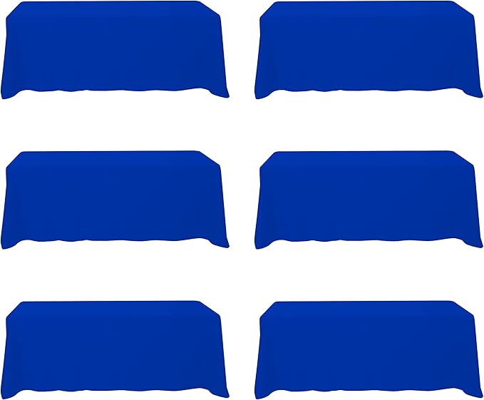 BRILLMAX 6 Pack Royal Blue Tablecloths 90 x 156 Inch for 8ft Rectangle Tables - 150 GSM Polyester Fabric, Floor Length Drop, Water, Stain & Wrinkle Resistant Cloth Cover for Wedding Reception Banquet