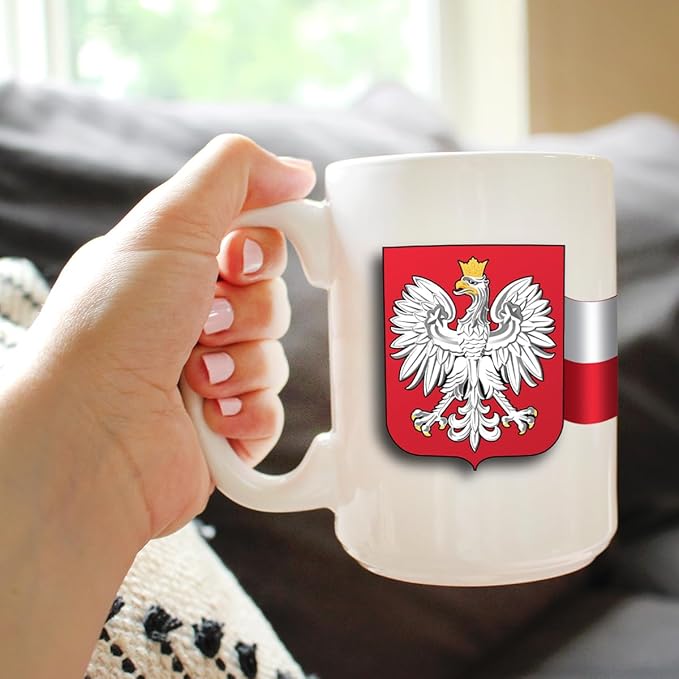 Bevvee Poland Flag Coffee Mug - Polish Gifts for Women & Men - Large 15oz White Ceramic