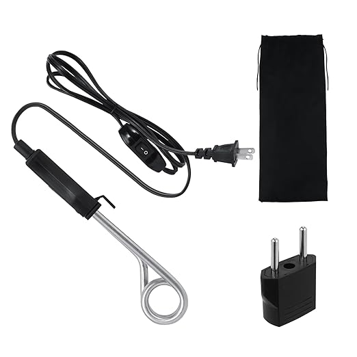Portable Immersion Cup Mug Water Heater Traveling/Camping Accessories - 300W with On/Off Switch - 120/240V Dual Voltage Travel Adapter - Electric Kettle Alternative - Warmer for Tea Coffee Hot Drinks