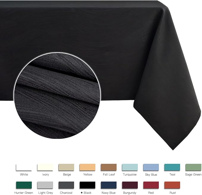 maxmill Jacquard Table Cloth Waving Pattern Water Resistant Wrinkle Resistance Heavy Weight Soft Tablecloth for Kitchen Dinning Tabletop Decoration Oblong 60 x 140 Inch Black