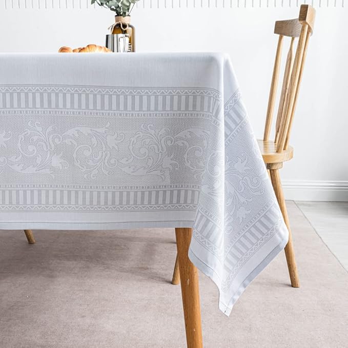 MANGATA CASA Rectangle Tablecloth Faux Cotton Waterproof and Wrinkle Resistant Washable Jacquard Polyester Table Cloth for Kitchen Dining/Party/Indoor and Outdoor Use(Gray,60x70 inch)