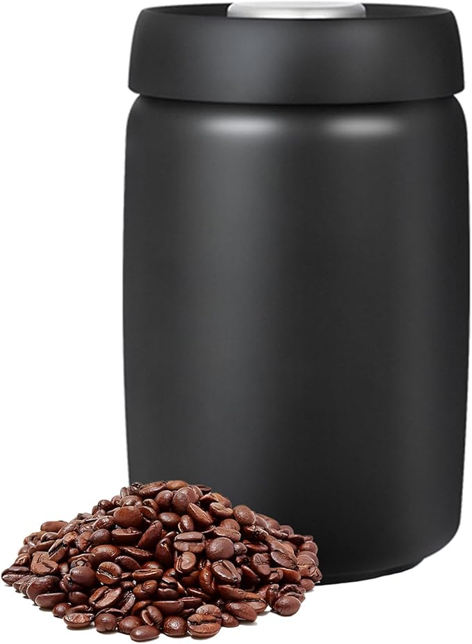 Vacuum Coffee Canister - Airtight Coffee Storage Jar with Push-Button Lid, Stainless Steel Design Keeps Beans Fresh Longer - Ideal for Coffee Lovers