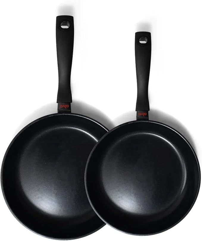 Alva Energy Nonstick Ceramic Frying Pan 2-Piece Set - Lightweight, Easy to Clean and Made without PFAS, PFOA & PTFE - Induction and All Stovetop Compatible with Even Heat Distribution