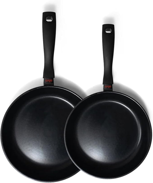 Alva Energy Nonstick Ceramic Frying Pan 2-Piece Set - Lightweight, Easy to Clean and Made without PFAS, PFOA & PTFE - Induction and All Stovetop Compatible with Even Heat Distribution