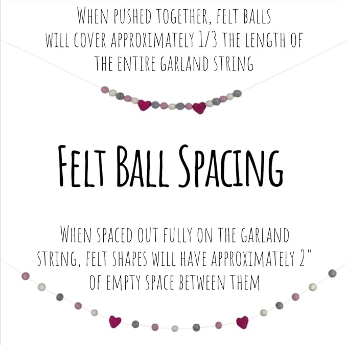 Pastel Rainbow Felt Ball Garland- 6 ft String with 24 Adjustable Balls, Measuring 1" Each - Handmade Wool Felt Ball Garland