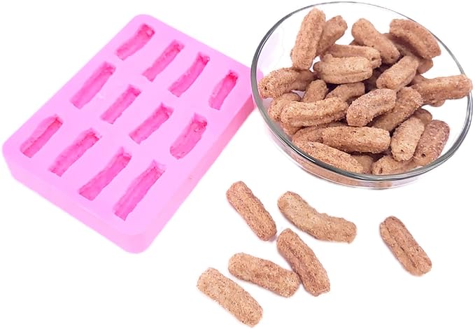 Natucraft Churros Cereal Mold, Silicone, Realistic, Flexible, Oven Safe Up to 400F, Pink