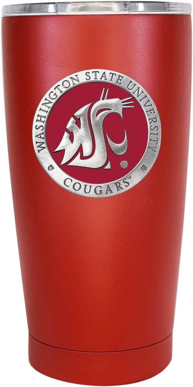 Heritage Pewter Washington State 15 oz. Tumbler - Red | Durable Insulated Tumbler Cup for Cold & Hot Drinks | Thermal Travel Mug for Coffee | Intricately Crafted Metal Pewter Inlay