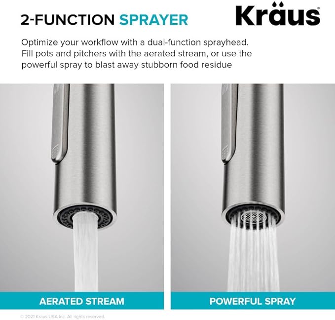 KRAUS Oletto Contemporary Pull-Down Single Handle Kitchen Faucet in Spot Free Stainless Steel, KPF-3104SFS