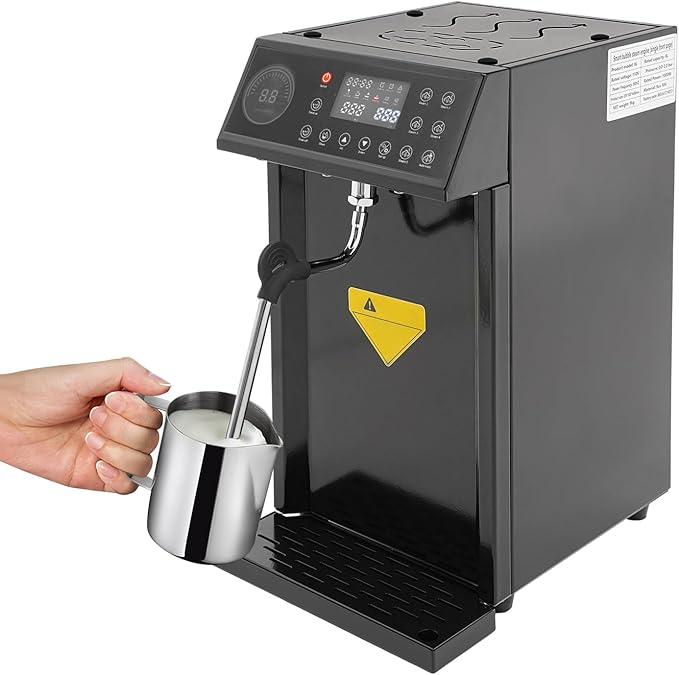 Commercial Milk Frother, 1300W 8L Steam Milk Foam Machine, Full-Automatic Steam Boiling Water Frothing Machine with 24H Timing Function for Tea Coffee Dessert Milk