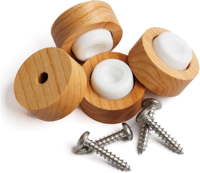 The Boardsmith Handmade Wood Cutting Board Feet with Stainless Steel Screws - Elevate Your Cutting Board with Wooden Non Slip Cutting Board Feet - Easy to Install - Handmade In USA - Set of 4 (Maple)