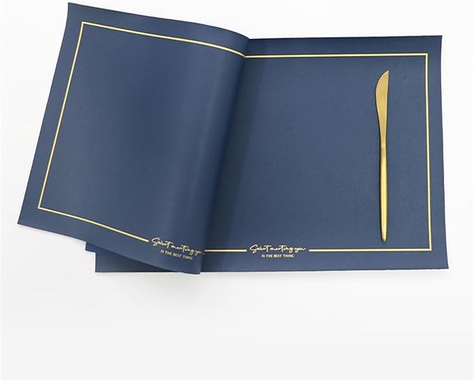 Leather PU Table Mats Set of 1/4/6 Heat Wipeable Waterproof Non-Slip Table Easy to Clean Modern Placemat(G Dark Blue,45x30cm 1pcs)