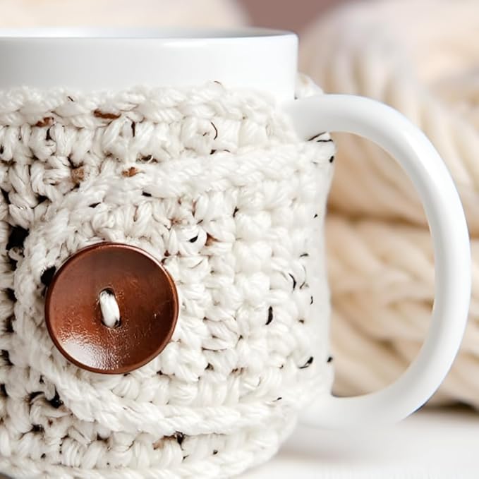 Nandy’s Nook Handmade Mug Cozy Set (2 Pack) – Crochet Coffee & Tea Sleeves, Warm Winter Valentine Gift for Her, Custom Color Options