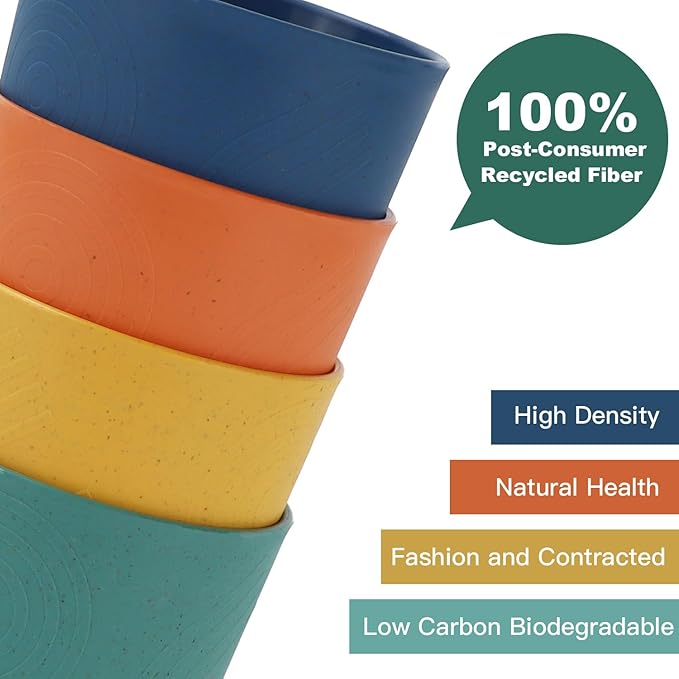 Homienly Plastic Cups Alternatives Unbreakable Drinking Glasses Wheat Straw Cup Sets for Kitchen Camping Party RV Stackable Water Tumblers Dishwasher Freezer & Microwave Safe 6 PCS (12OZ, Multi)