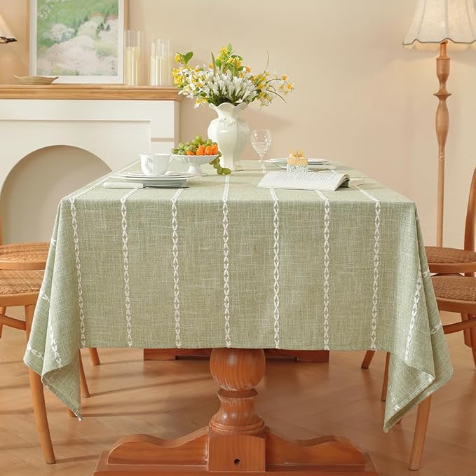 Zobesta Square Tablecloth Sage Green 53 x 53 Inch, Cotton Green Table Cloths Square, Washable Farmhouse Boho Tablecloths for Party, Holiday, Picnic, Dining, Outdoor,Fall