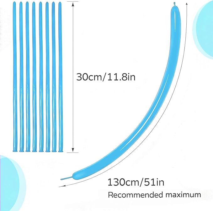 KAWKALSH 260 Light Blue Long Balloons for Balloon Garland Thickening Skinny Latex Twisting Animals Modeling Christmas Birthday Wedding Party Festival Decorations 100pcs
