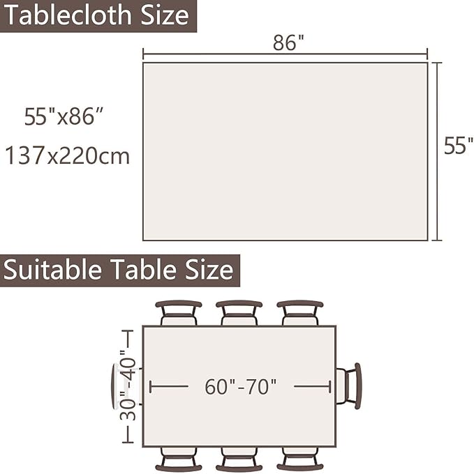 SIELUNO Farmhouse Tablecloth Cotton Linen Waterproof Burlap Table Cloth Rectangle Table Cloths for Kitchen Dinning Tabletop Decoration-Coffee Stripe-Rectangle, 55''x 86'', 6-8 Seats