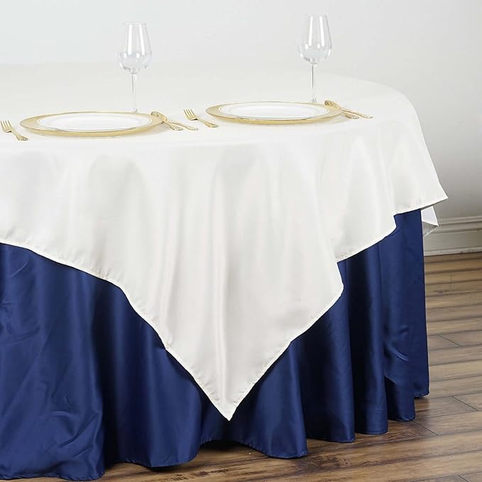 Efavormart 90" Ivory Wholesale Linens Polyester Square Linen Tablecloth for Kitchen Dining Catering Wedding Birthday Party Events