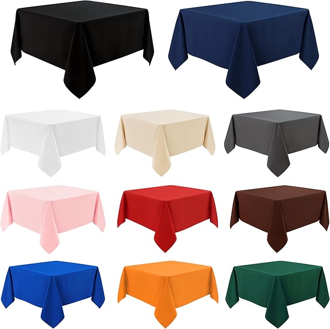 2 Pack Square Table Cloth 48X48 Inch Black Washable Fabric Tablecloth Polyester Solid Dining Table Cover for Birthday Party Dinner Holiday Outdoor Indoor