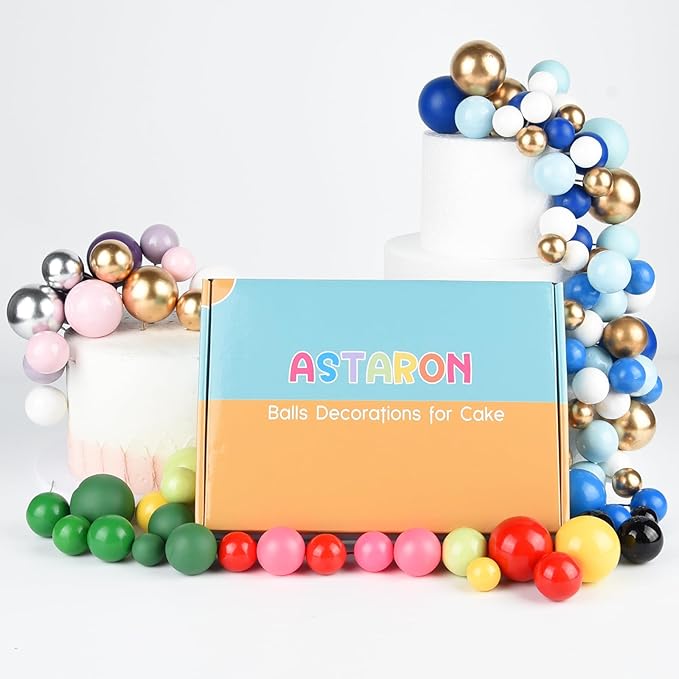 ASTARON 20 Pcs Ball Cake Topper Decorations Mini Balloons Cake Topper Sticks Light Brown Balls Cake Picks Cake Topper Balls Cake Decorations for Wedding Birthday Cake Decorations