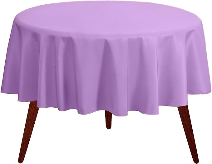 Gee Di Moda Round Tablecloth - 132 Inch Lavender Round Table Cloth for 72 to 96 Inch Round Tables - Heavy Duty Washable Fabric - for Buffet Table, Holiday Party, Dinner, Wedding & Baby Shower