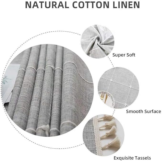 Deep Dream Tablecloths, Embroidered Waterproof Table Cloth Cotton Linen Wrinkle Free Anti-Fading Table Cover Decoration for Kitchen Dinning Party Christmas, 55 x 102 Inch - Gray