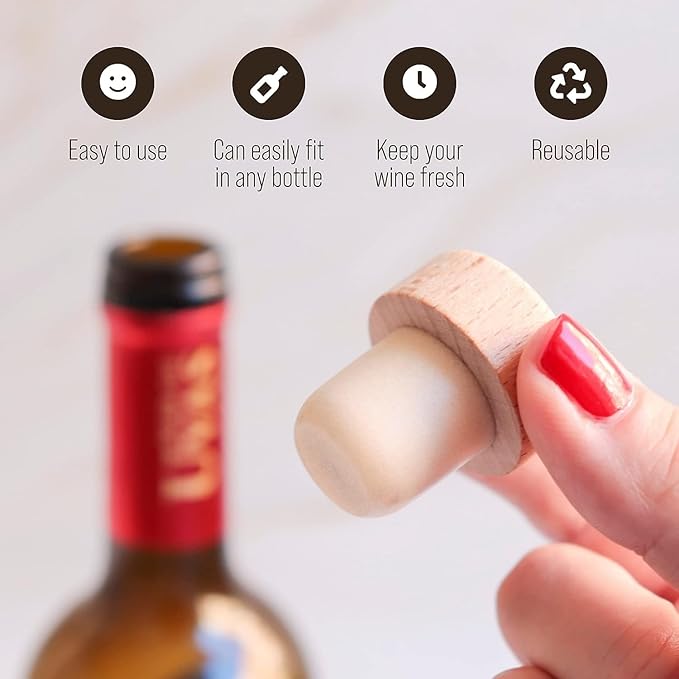 Custom wooden wine bottle stopper for party favors, personalized engraved wedding gifts set, house warming gift new home, It's wine o clock, souvenir presents for guest in bulk (Your logo)