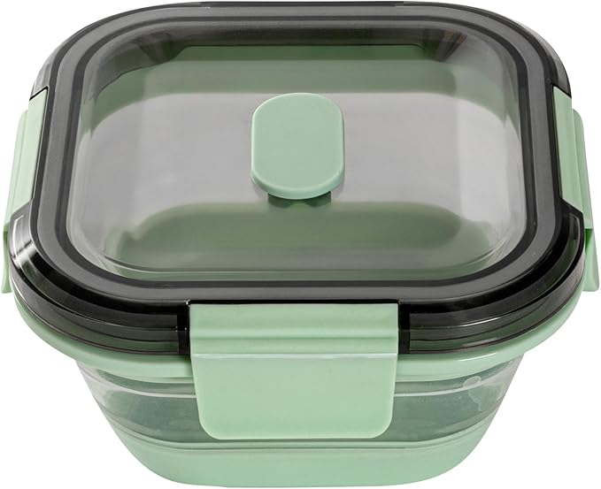 Restaurantware-Fresh Hero 17 Ounce Storage Containers, 20 Durable Airtight Food Containers - Microwavable, Freezable, Green Plastic Collapsible Container, Dishwashable, With Vented Lids