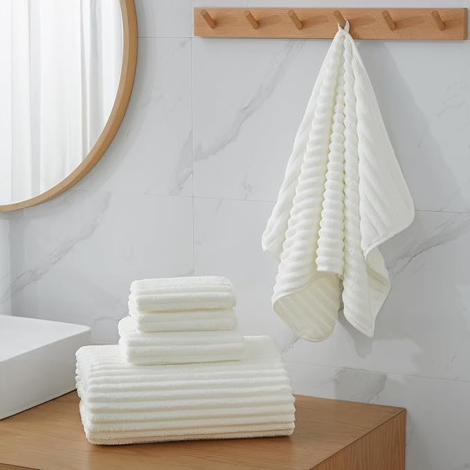 Oversized Bath Sheets 40x80 Inches Extra Large Bath Towels for Adults Super Soft Quick Dry Highly Absobent Microfiber Shower Towels for Bathroom, Pool, Gym, Yoga Towel(White, 2Piece)