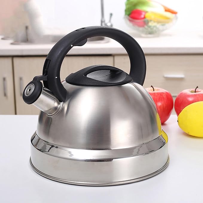 Whistling Tea Kettle,Stainless Steel Stovetop Teapot Boiling Water Container Whistling Hot Water Kettle for Stovetop Gas Stove Induction Cooker