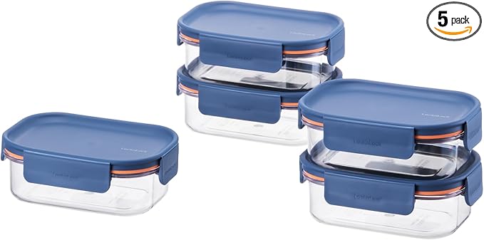 LocknLock Modular Plus Airtight Food Storage Containers, 10-Piece Set, BPA-Free, Modular Stacking, Tritan, Navy