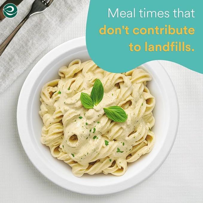 ECO SOUL Compostable 9 Inch(200-Pack) Biodegradable Heavy-Duty Disposable Eco-Friendly Paper Plates for Dinner & Parties, Wedding, Event(White)