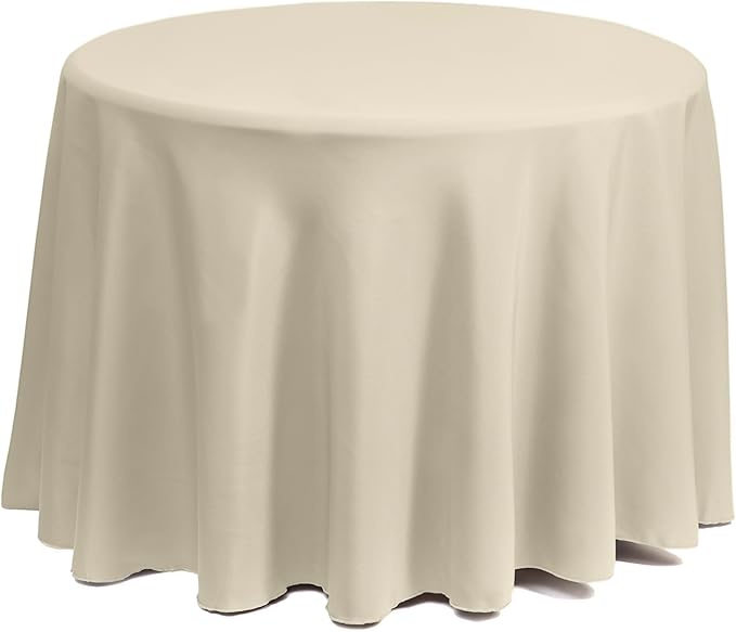 Gee Di Moda Round Tablecloth - 70 Inch Ivory Round Table Cloth for 24 to 48 Inch Round Tables - Heavy Duty Washable Fabric - for Buffet Table, Holiday Party, Dinner, Wedding & Baby Shower