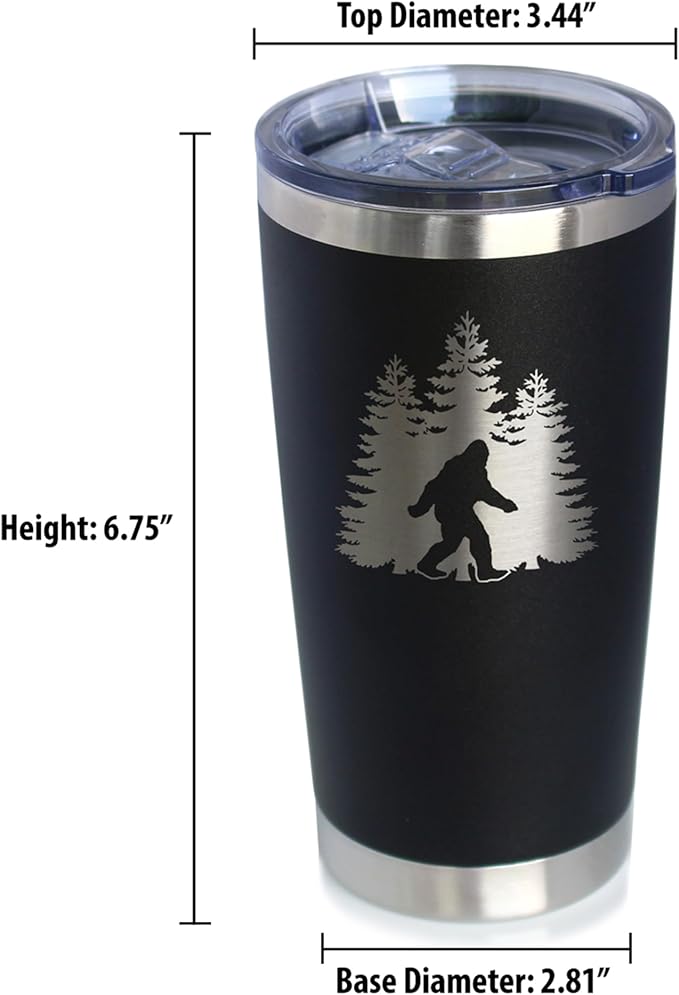 Custom Bigfoot - Personalized Insulated Coffee Tumbler Cup with Sliding Lid - Stainless Steel Insulated Mug - Funny Bigfoot Gifts for Sasquatch Enthusiasts