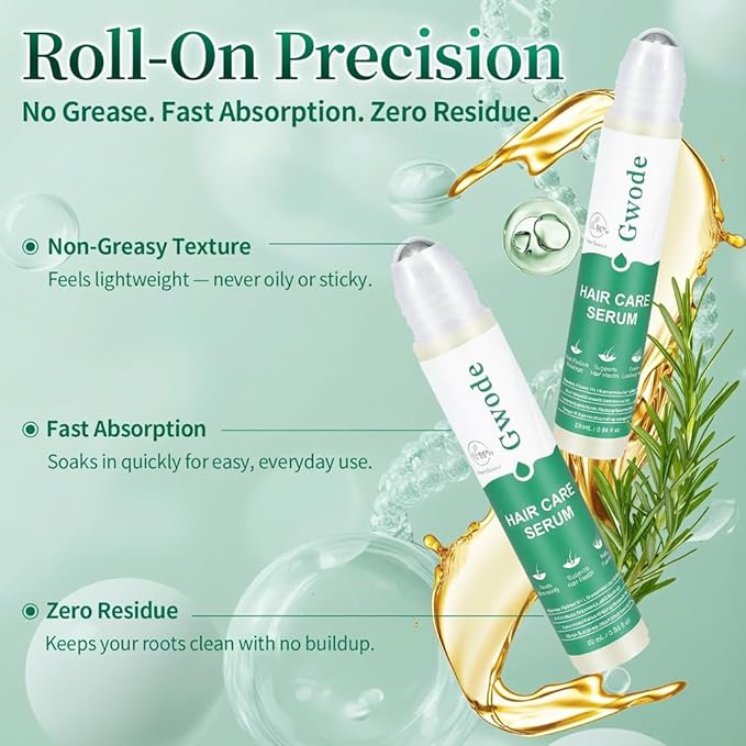 Rosemary Caffeine Scalp Serum Roll-On 25ml – With 3% Rosemary Extract, 1% Caffeine & Herbal Complex | Lightweight, Non-Greasy Formula to Support Healthy, Fuller-Looking Hair for Men & Women
